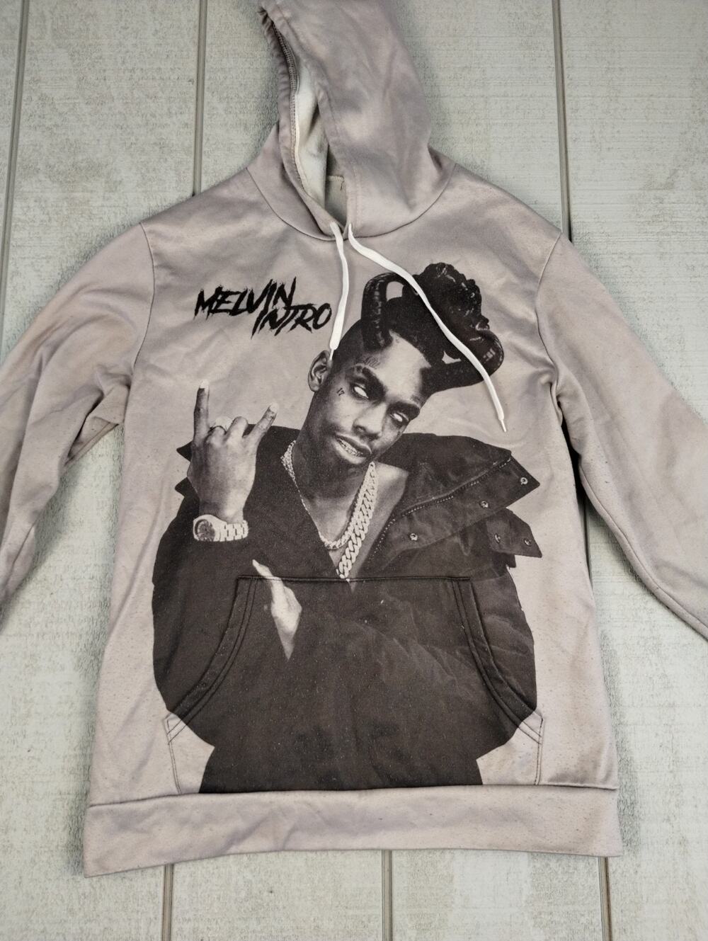 YNW Melly Melvin Intro Hoodie Mens L Gray Streetwear Hip Hop Graphic Y2K